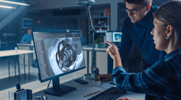 A-pair-of-designers-working-on-a-CAD-assignment